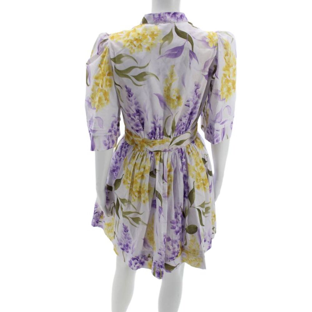 Paola Zuin Women Fit & Flare Dress Multicolor Cotton Collared Button Size 40 - Picture 3 of 7